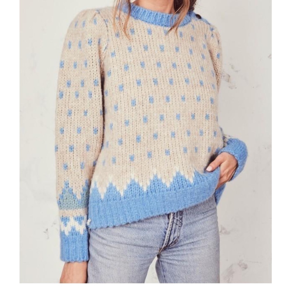 LoveShackFancy Alpaca blend Fair Isle Rosie sweater NWT - Picture 9 of 12